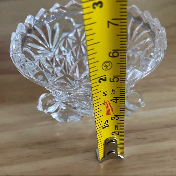Vintage Hofbauer Byrdes Crystal Trinket Bowl Clear 3 Footed Bird Design Mini - Picture 10 of 10